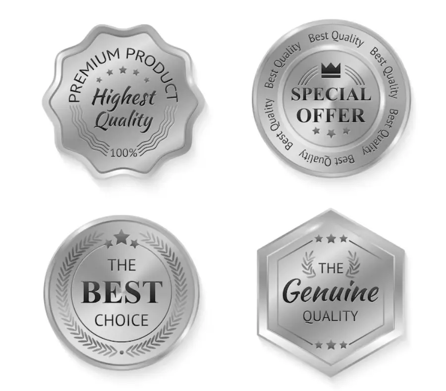Textured swimwear; Metal badges